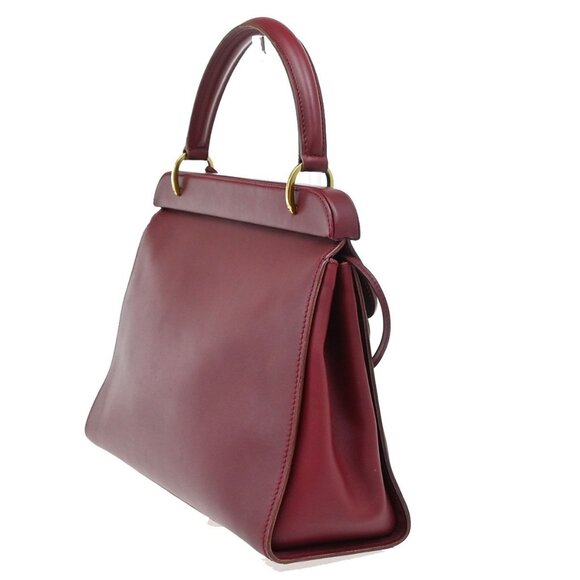 GUCCI Logo Top Handle Shoulder Hand Bag Leather Red GHW Italy - Picture 5 of 16